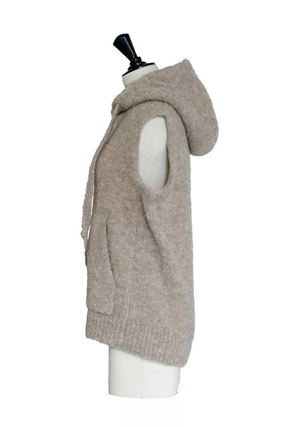 25AW Pull sans manches à capuche en alpaga /CT25318