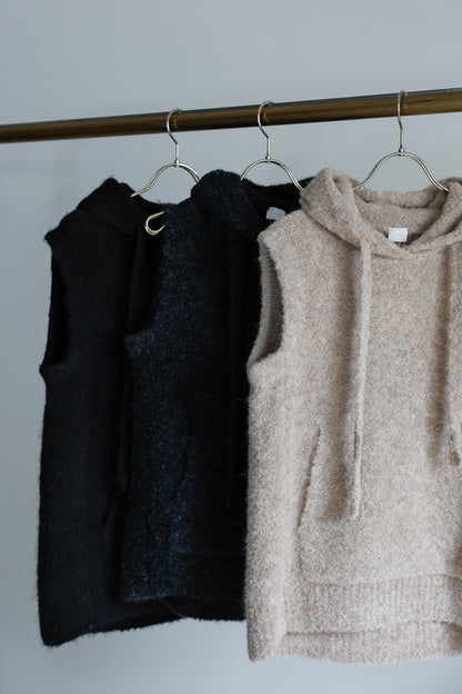 25AW Pull sans manches à capuche en alpaga /CT25318