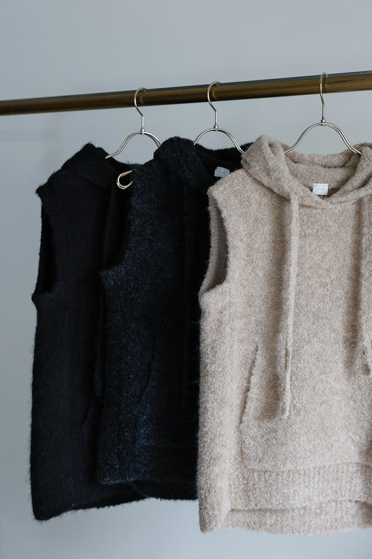 26AW Pull sans manches à capuche en alpaga /CT25318