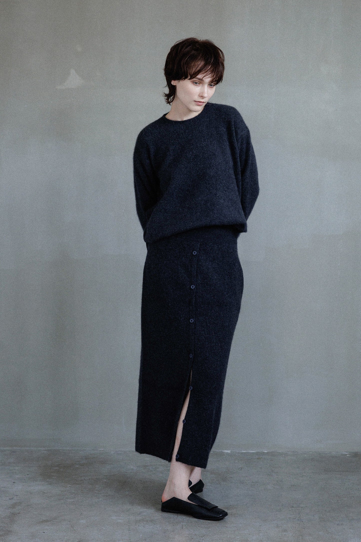 25AW Hamilton wool raccoon side button pullover /CT25320