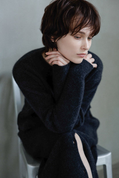 25AW Hamilton wool raccoon side button pullover /CT25320