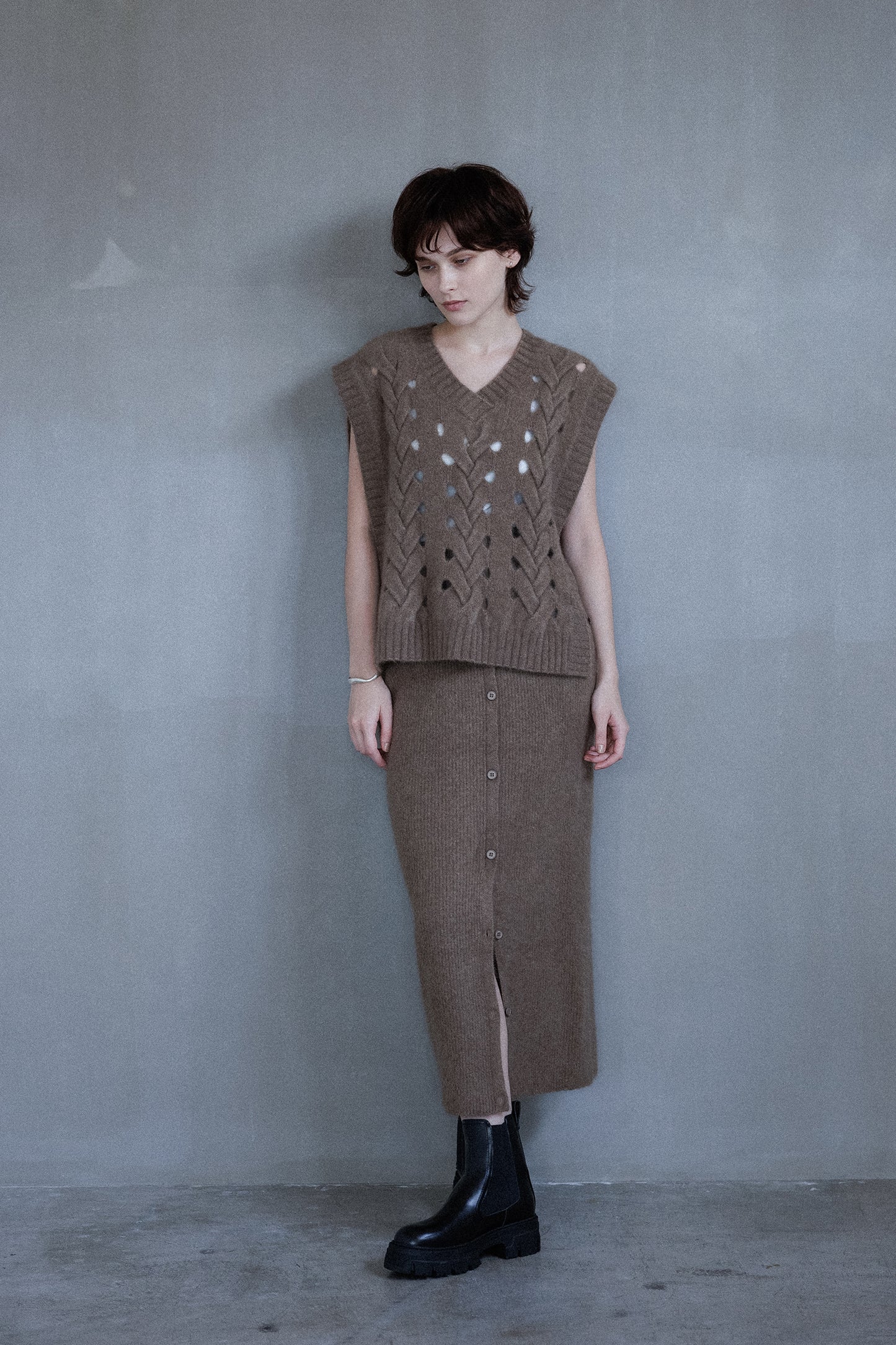 25AW Hamilton wool raccoon skirt /CT25323