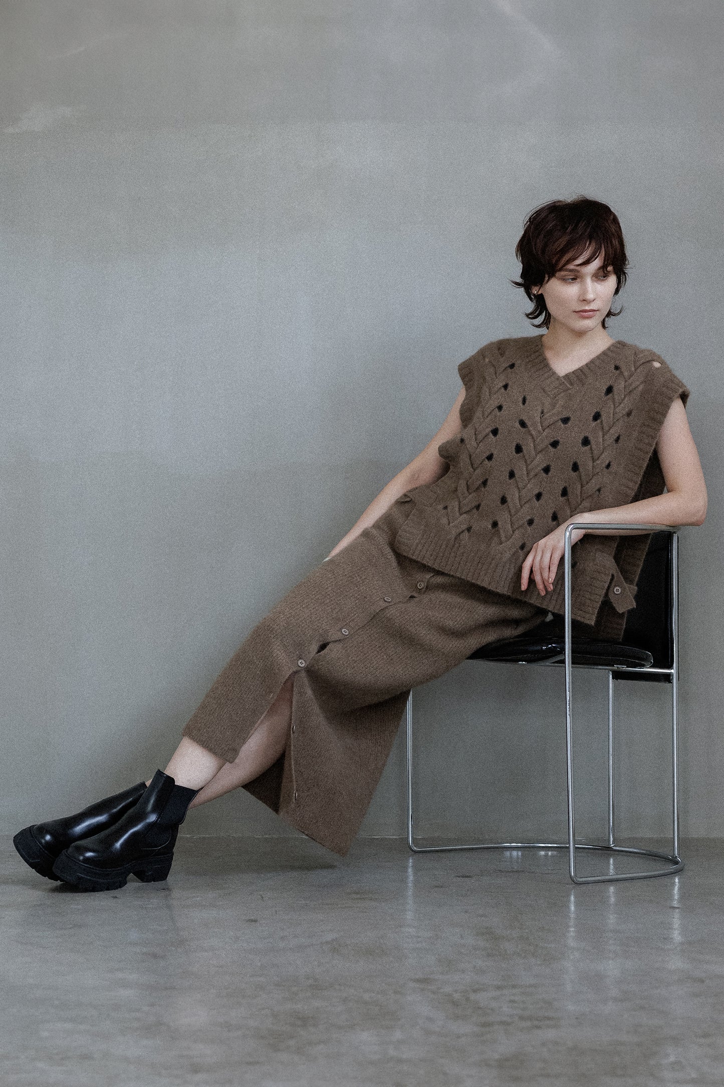 25AW Hamilton wool raccoon skirt /CT25323