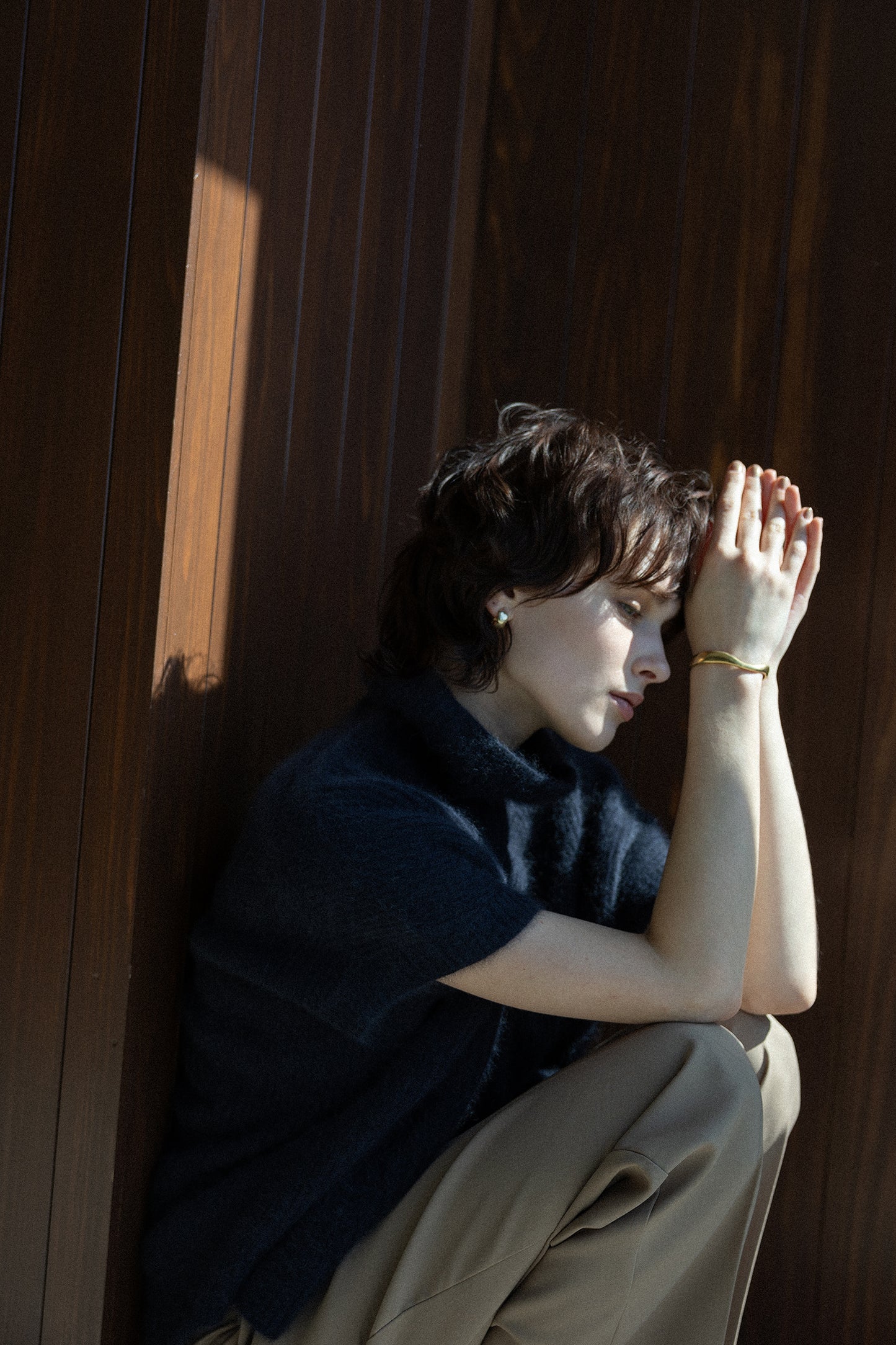 25AW Raccoon-fox turtleneck pullover with half sleeves /CT25326