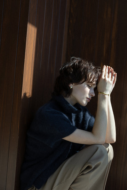 25AW Raccoon-fox turtleneck pullover with half sleeves /CT25326