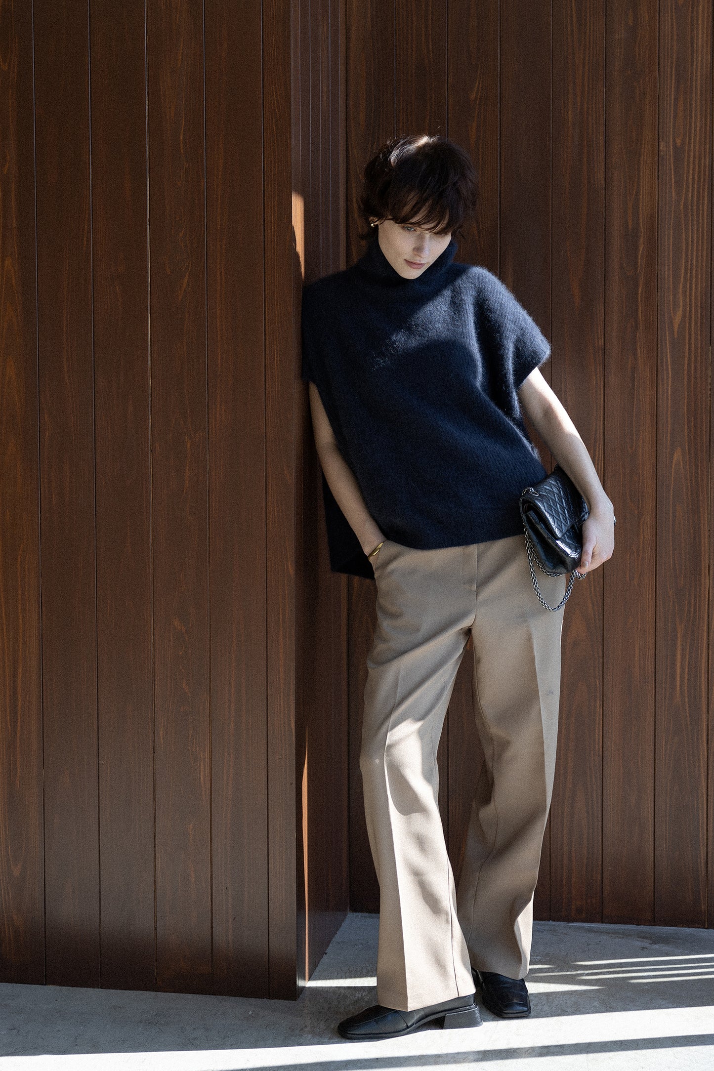 25AW Raccoon-fox turtleneck pullover with half sleeves /CT25326