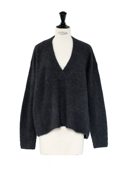 25AW Pull à col en V en raton laveur et renard /CT25327