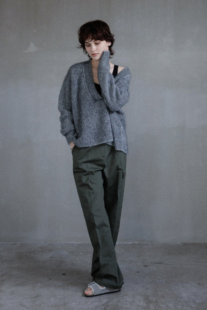 25AW Pull à col en V en raton laveur et renard /CT25327