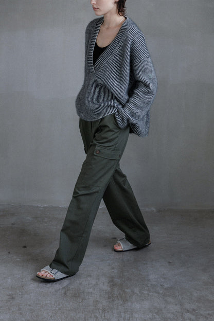 25AW Pull à col en V en raton laveur et renard /CT25327