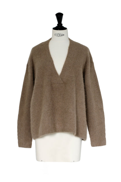 25AW Pull à col en V en raton laveur et renard /CT25327