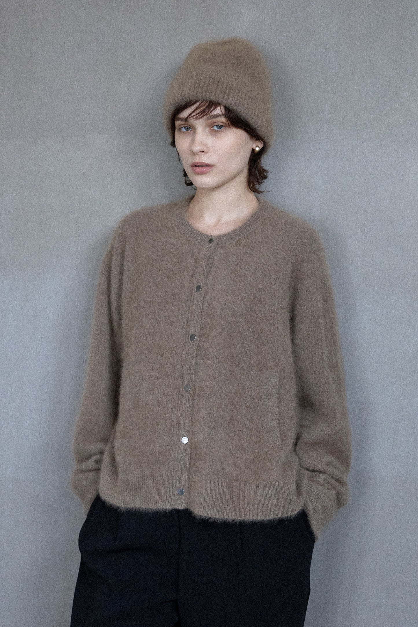 25AW Cardigan à boutons-pression en raton laveur /CT25330