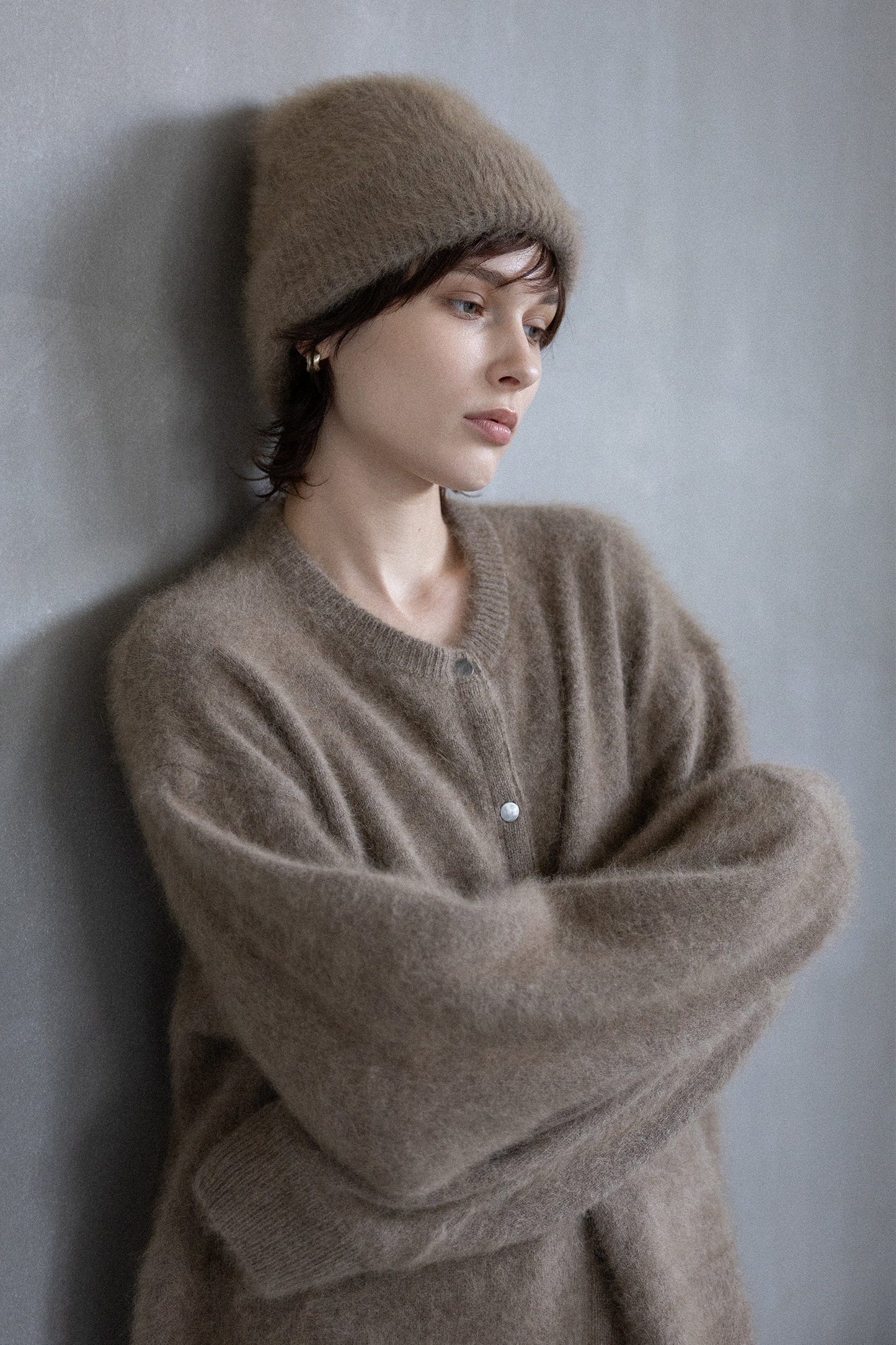 25AW Cardigan à boutons-pression en raton laveur /CT25330