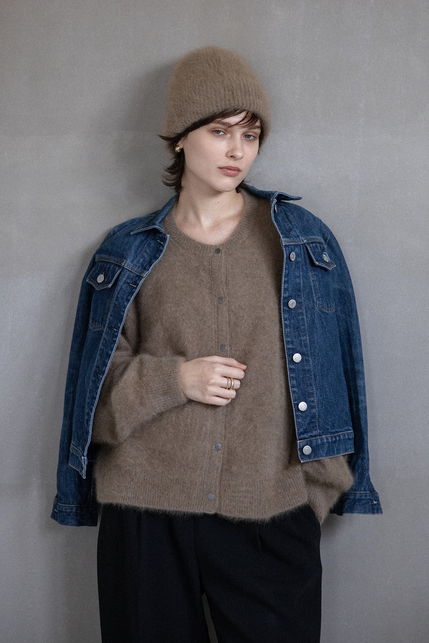 25AW Cardigan à boutons-pression en raton laveur /CT25330