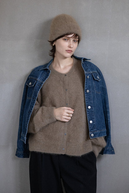 25AW Cardigan à boutons-pression en raton laveur /CT25330