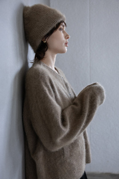 25AW Cardigan à boutons-pression en raton laveur /CT25330