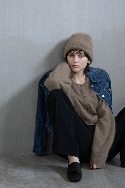 25AW Cardigan à boutons-pression en raton laveur /CT25330