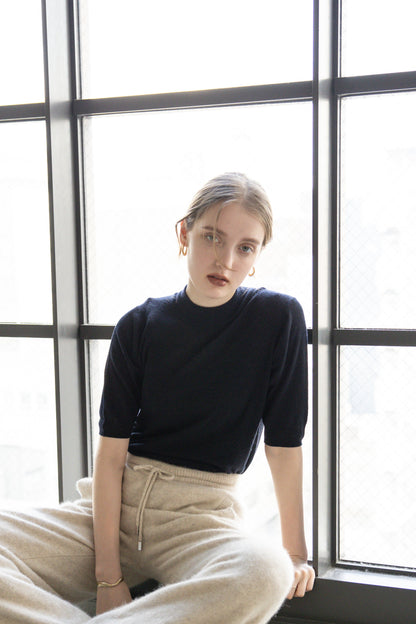 26AW Pull original en laine légère à côtes et manches mi-longues /CT26301