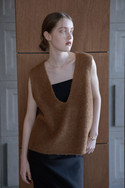 26AW Gilet reversible en maille bouclée d'Alpaga /CT26316