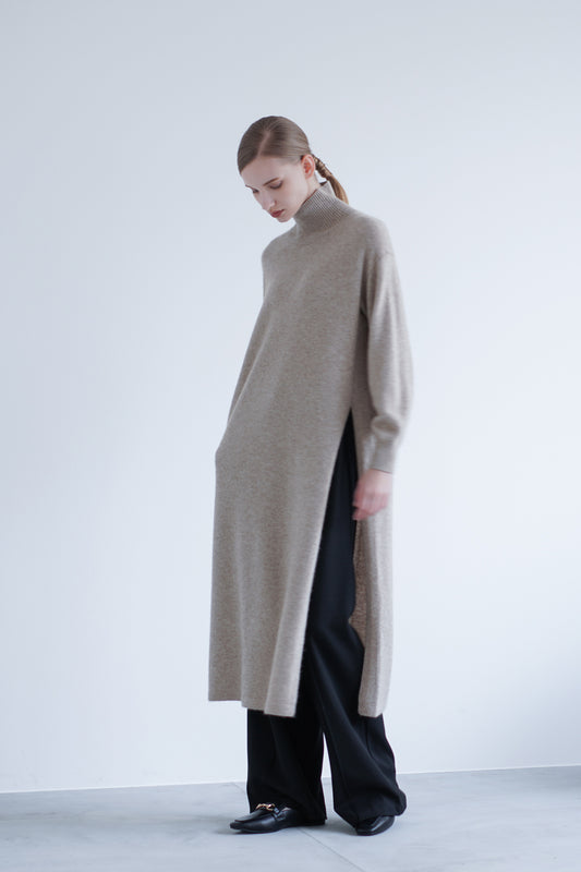 23AW Cashmere raccoon long slit  pullover/ CT23334