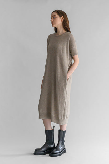 Raccoon wool half sleeve dress /CT20103