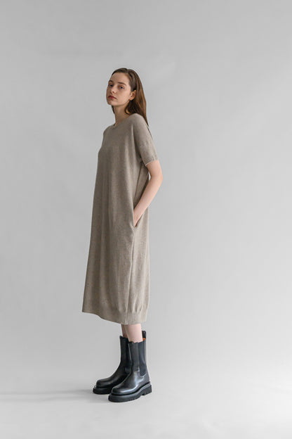 Raccoon wool half sleeve dress /CT20103