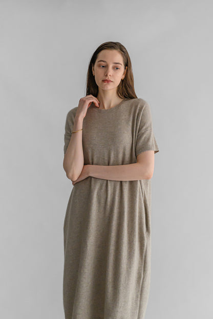 Raccoon wool half sleeve dress /CT20103