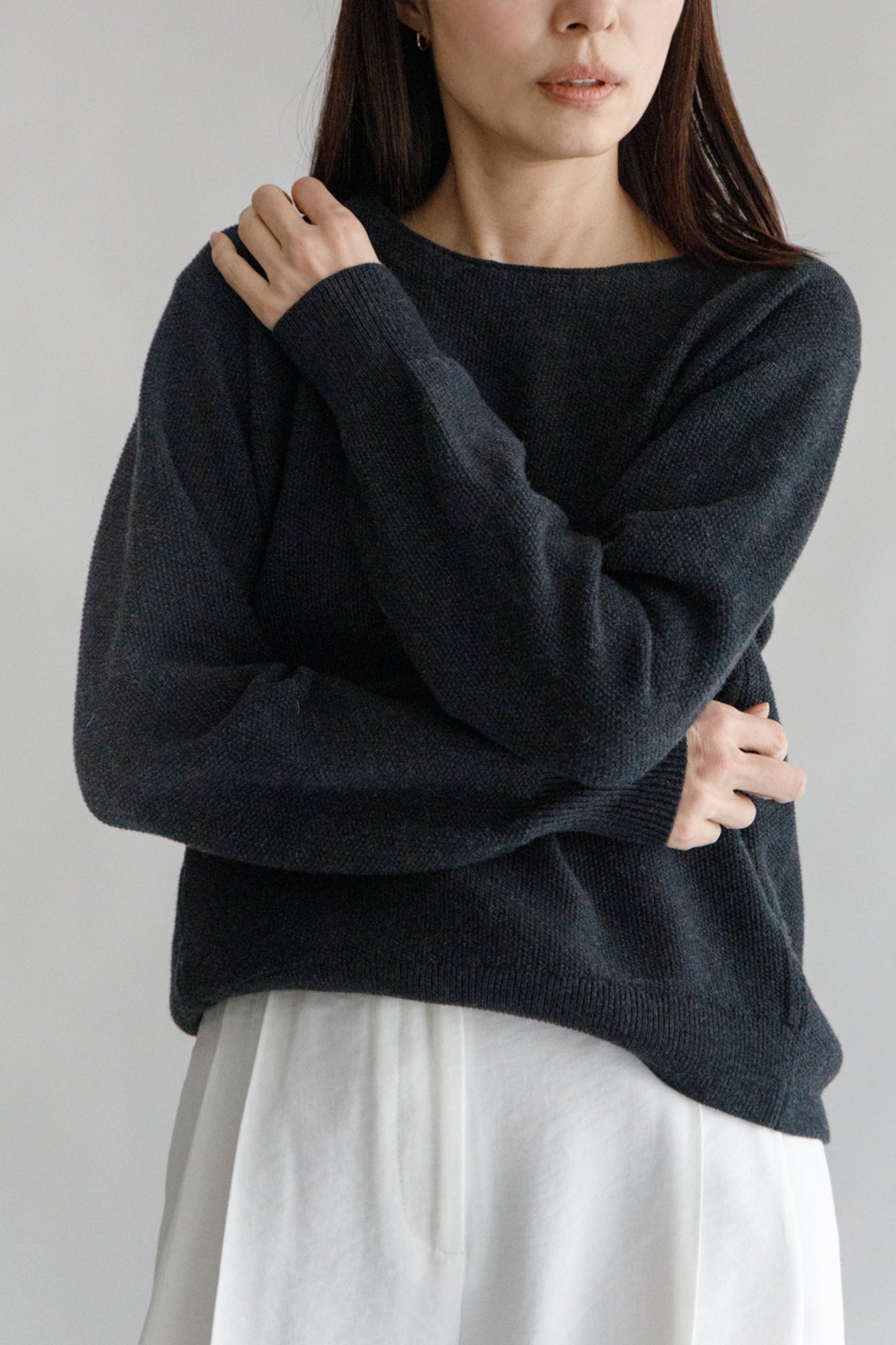 Wool cotton crew neck pullover /CT21314