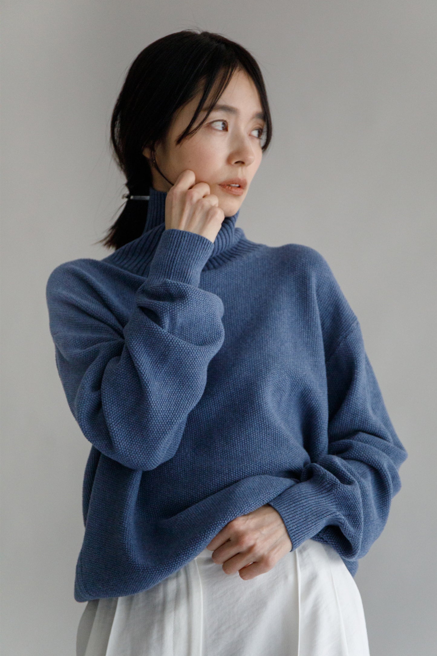Wool cotton turtle neck pullover /CT21315