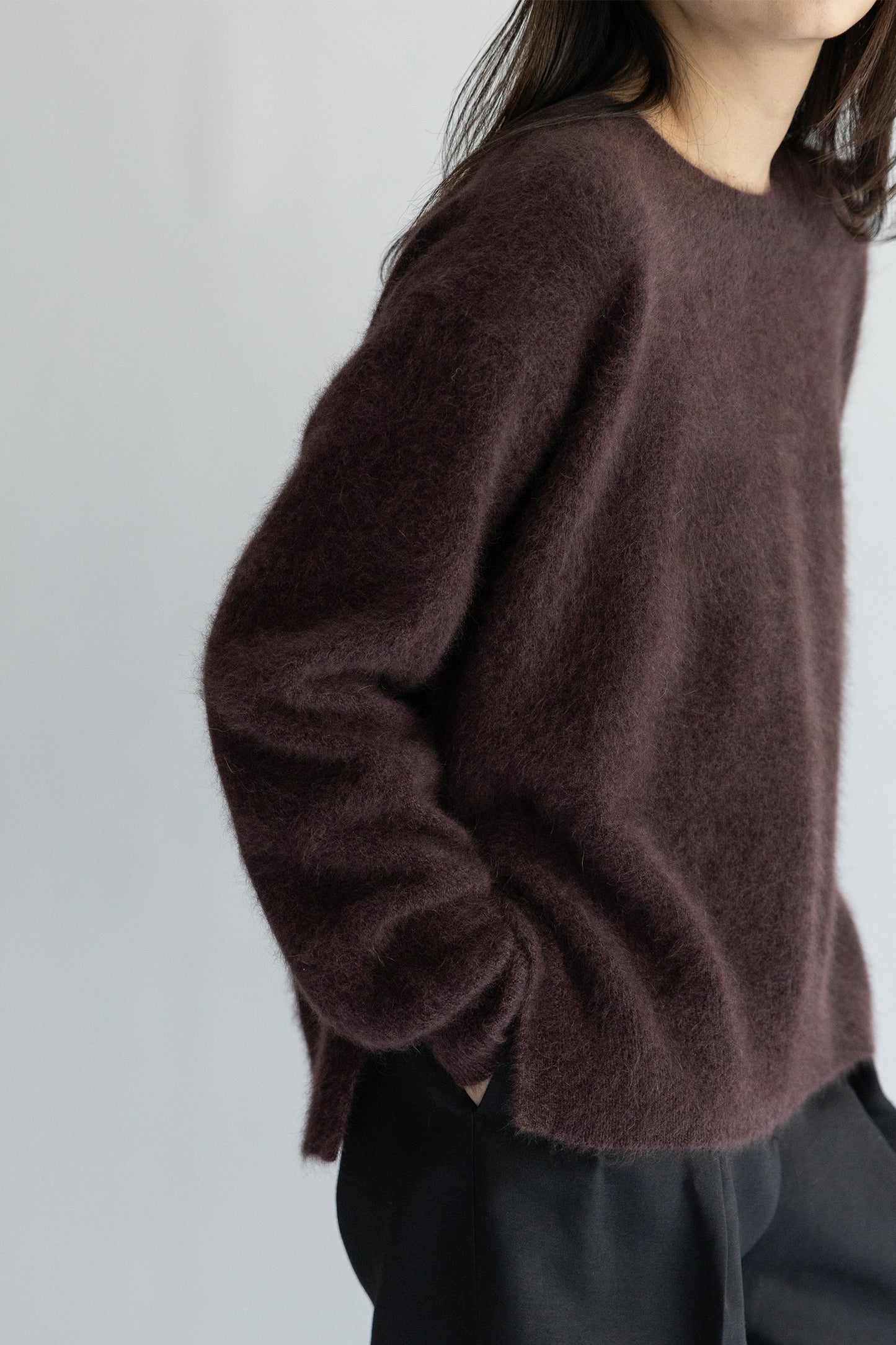 25AW Pull fente latérale en laine de raton laveur  /CT21355