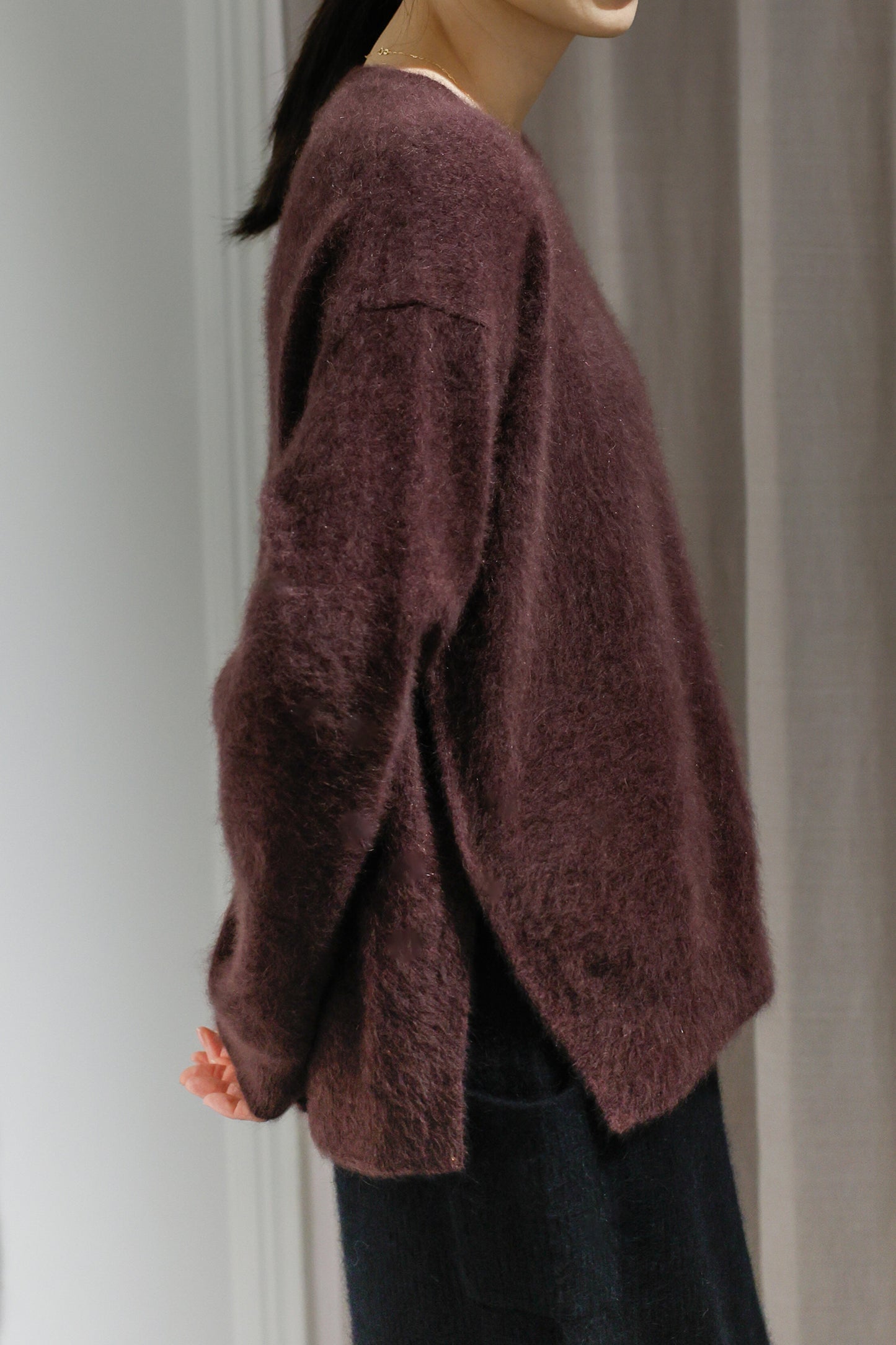 25AW Pull fente latérale en laine de raton laveur  /CT21355