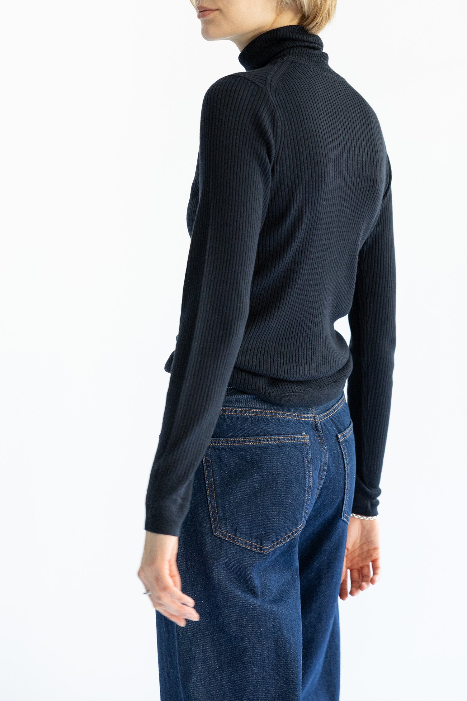Re Stock Silk cashmere rib turtle pullover /CT22305