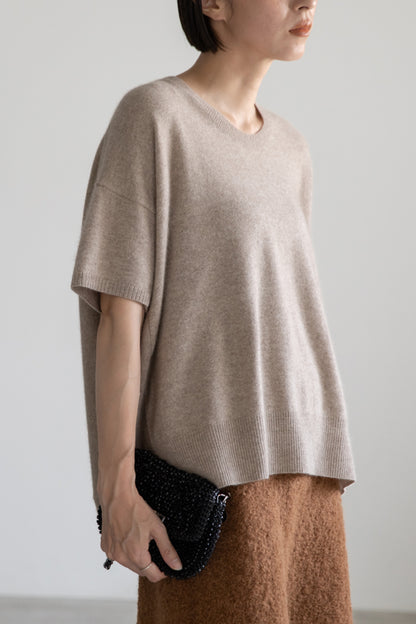 Cashmere raccoon half sleeve pullover/ CT22332H