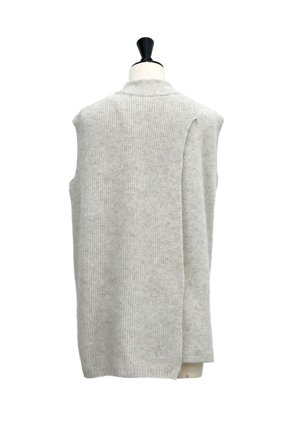 Archive item Gilet à fente dans le dos en laine de raton laveur L.GREY /CT23101