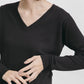 Silk cashmere rib v-neck pullover/ CT23105