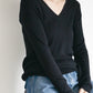 Silk cashmere rib v-neck pullover/ CT23105【CP04】