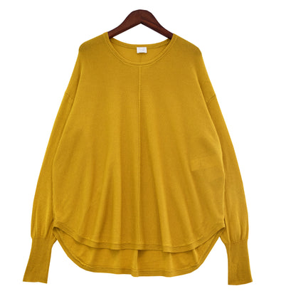 Silk cashmere round hem pullover /CT23106