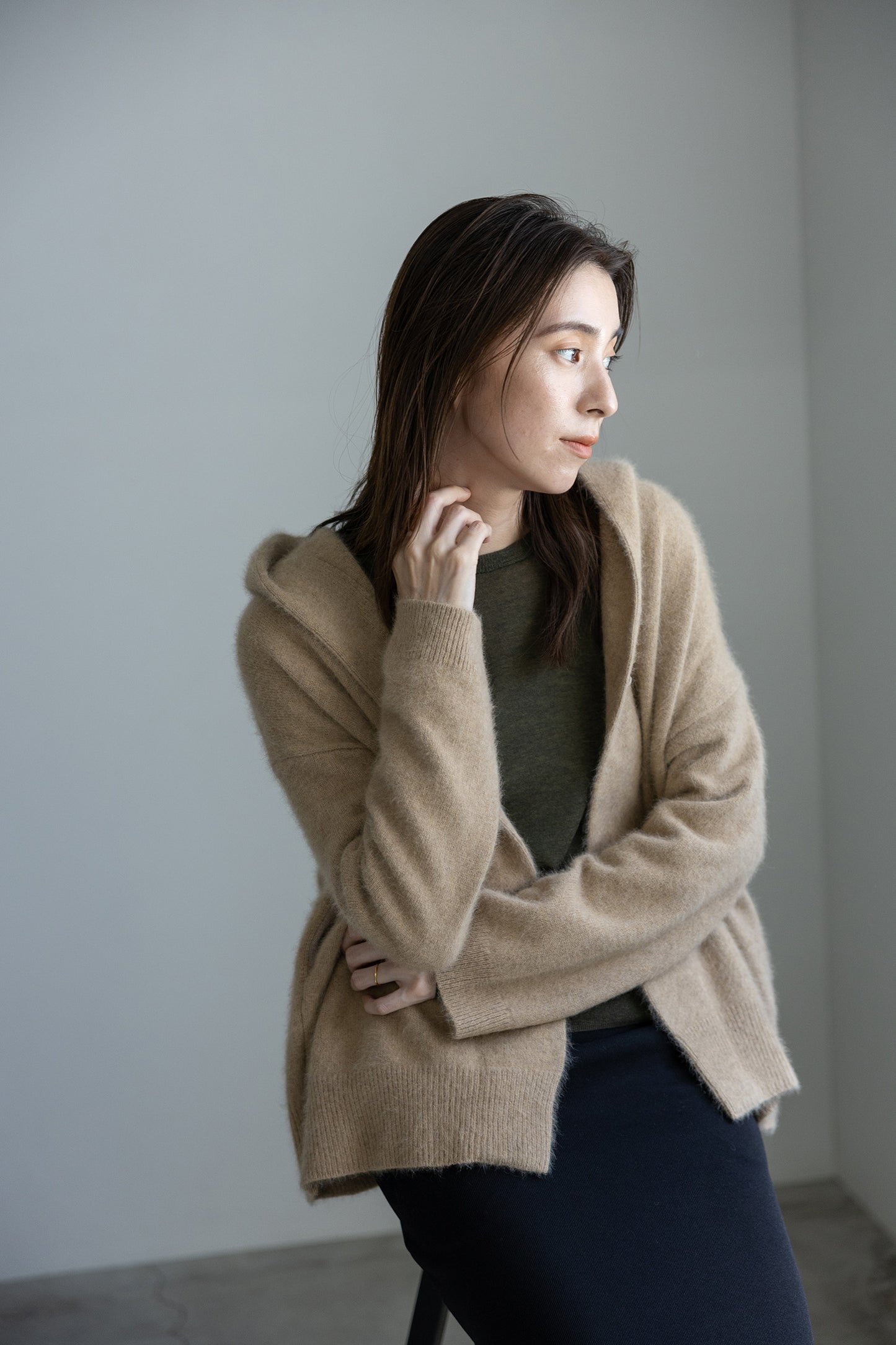 Re Stock Raccoon fox hooded cardigan /CT23112