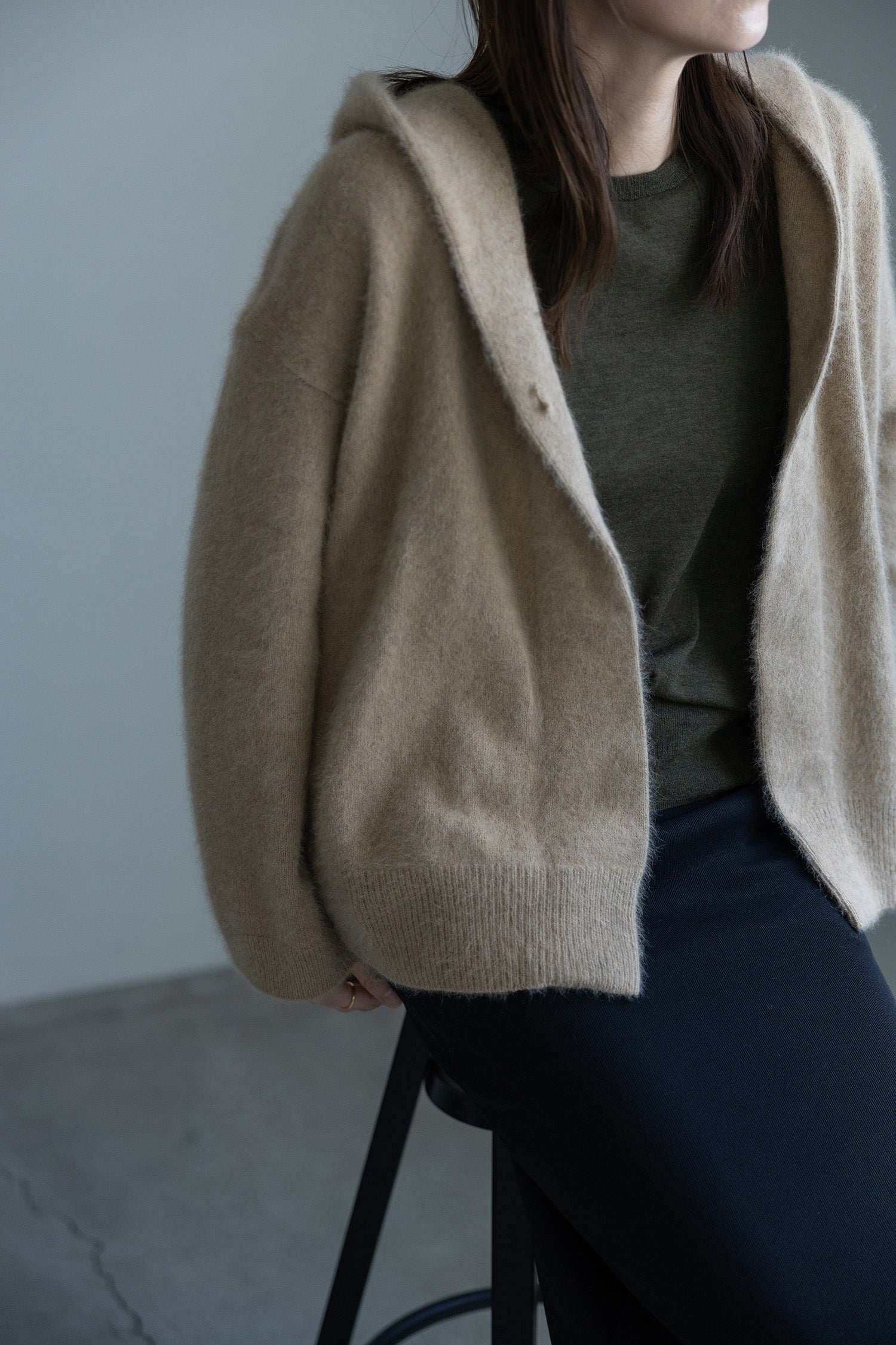 Re Stock Cardigan à capuche en renard et en raton laveur /CT23112