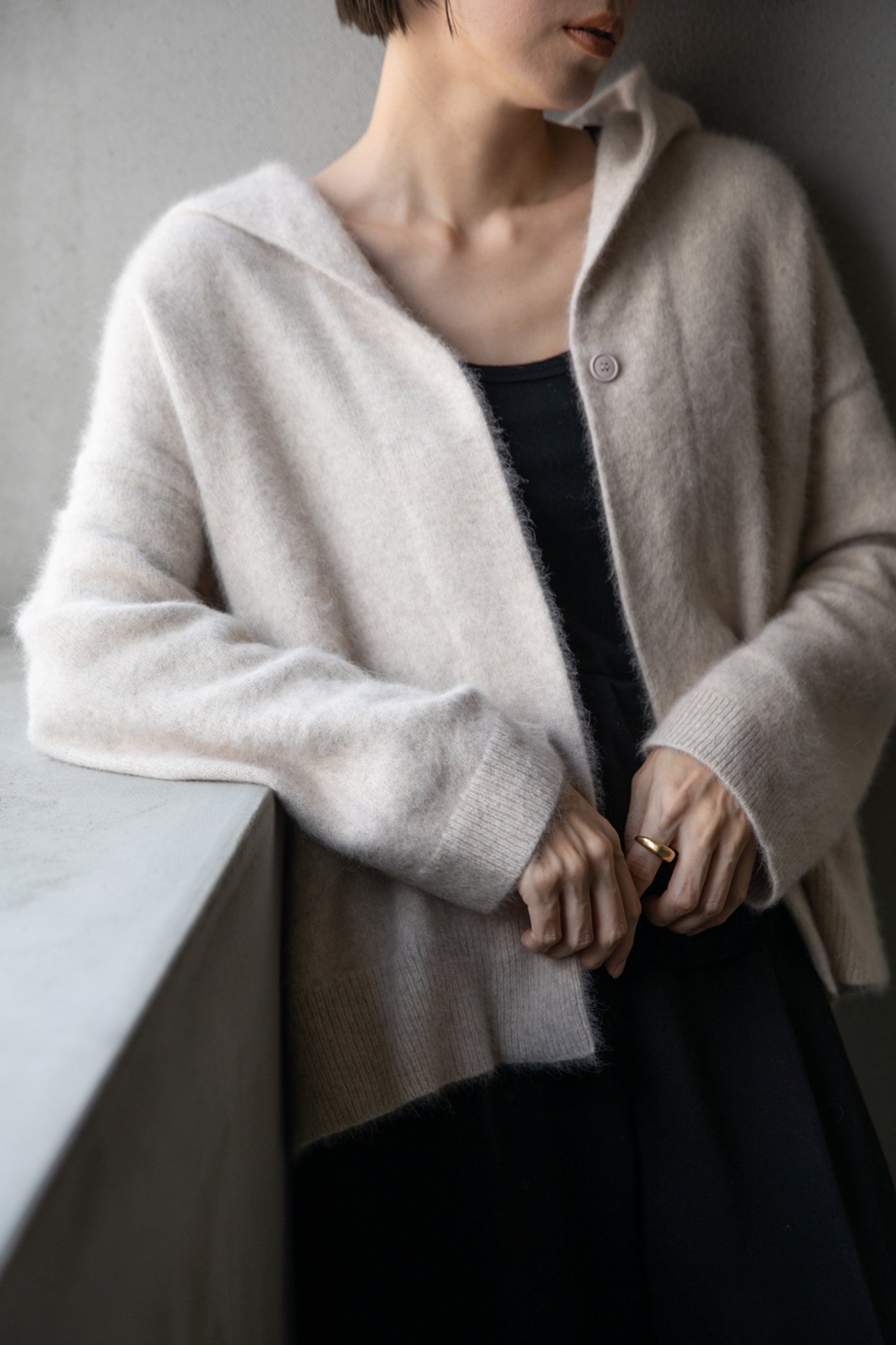 Re Stock Cardigan à capuche en renard et en raton laveur /CT23112