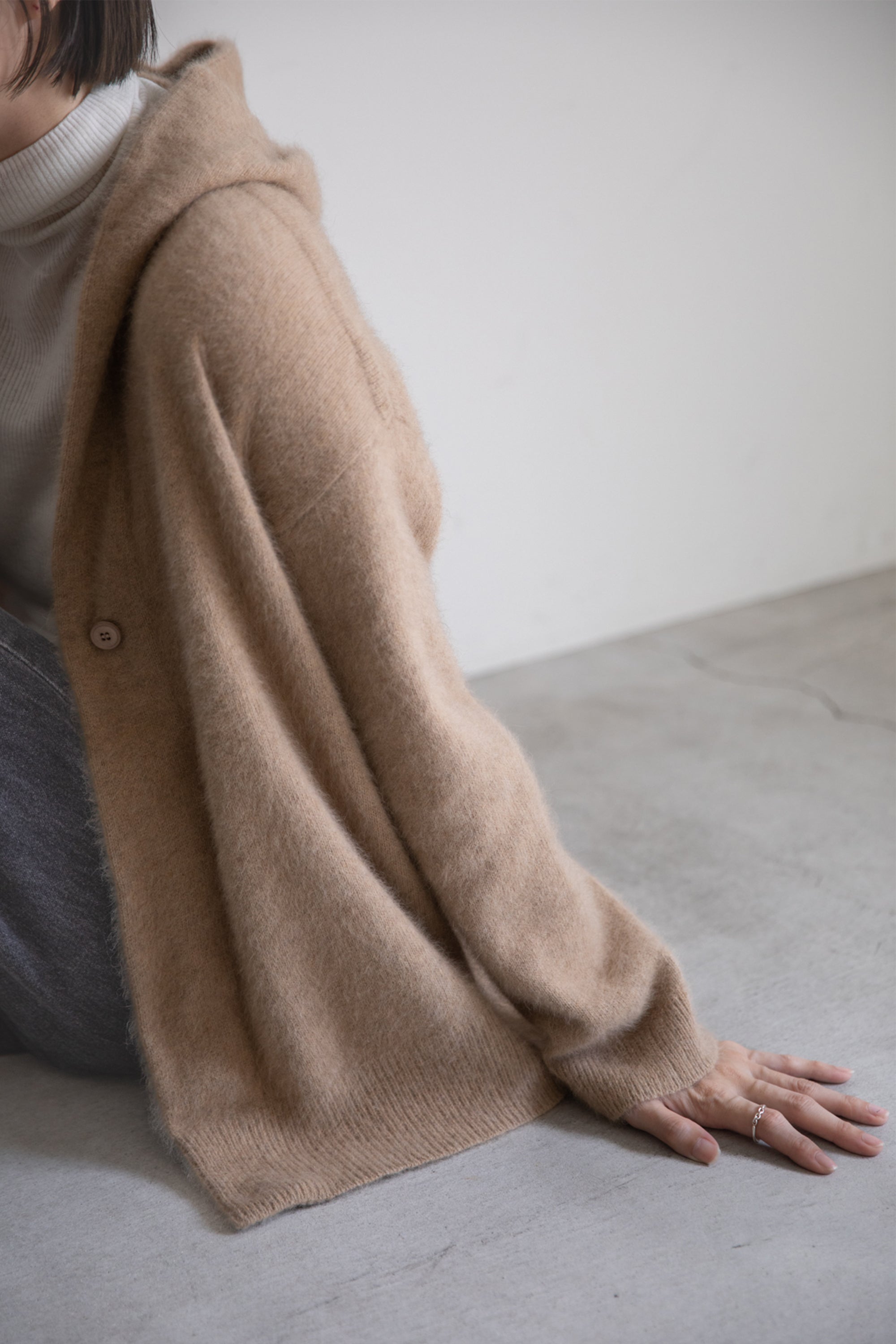 Re Stock Cardigan à capuche en renard et en raton laveur /CT23112