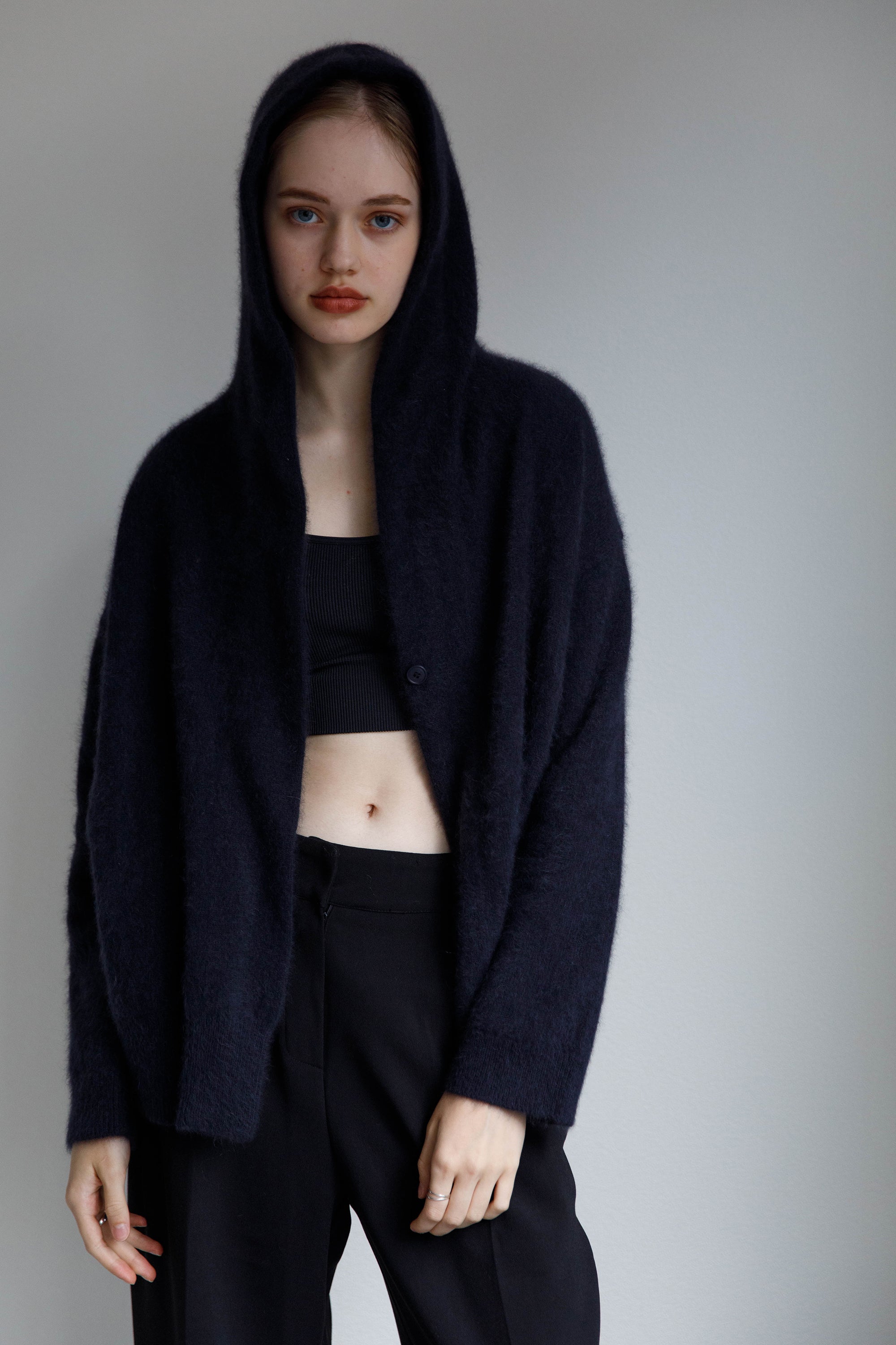 Re Stock Cardigan à capuche en renard et en raton laveur /CT23112