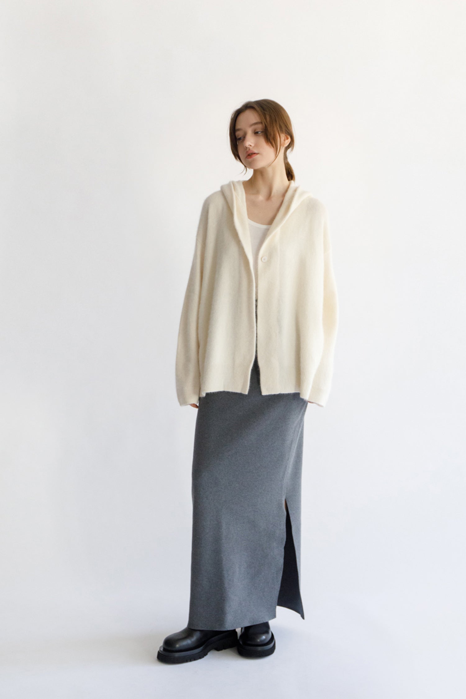 Re Stock Cardigan à capuche en renard et en raton laveur /CT23112