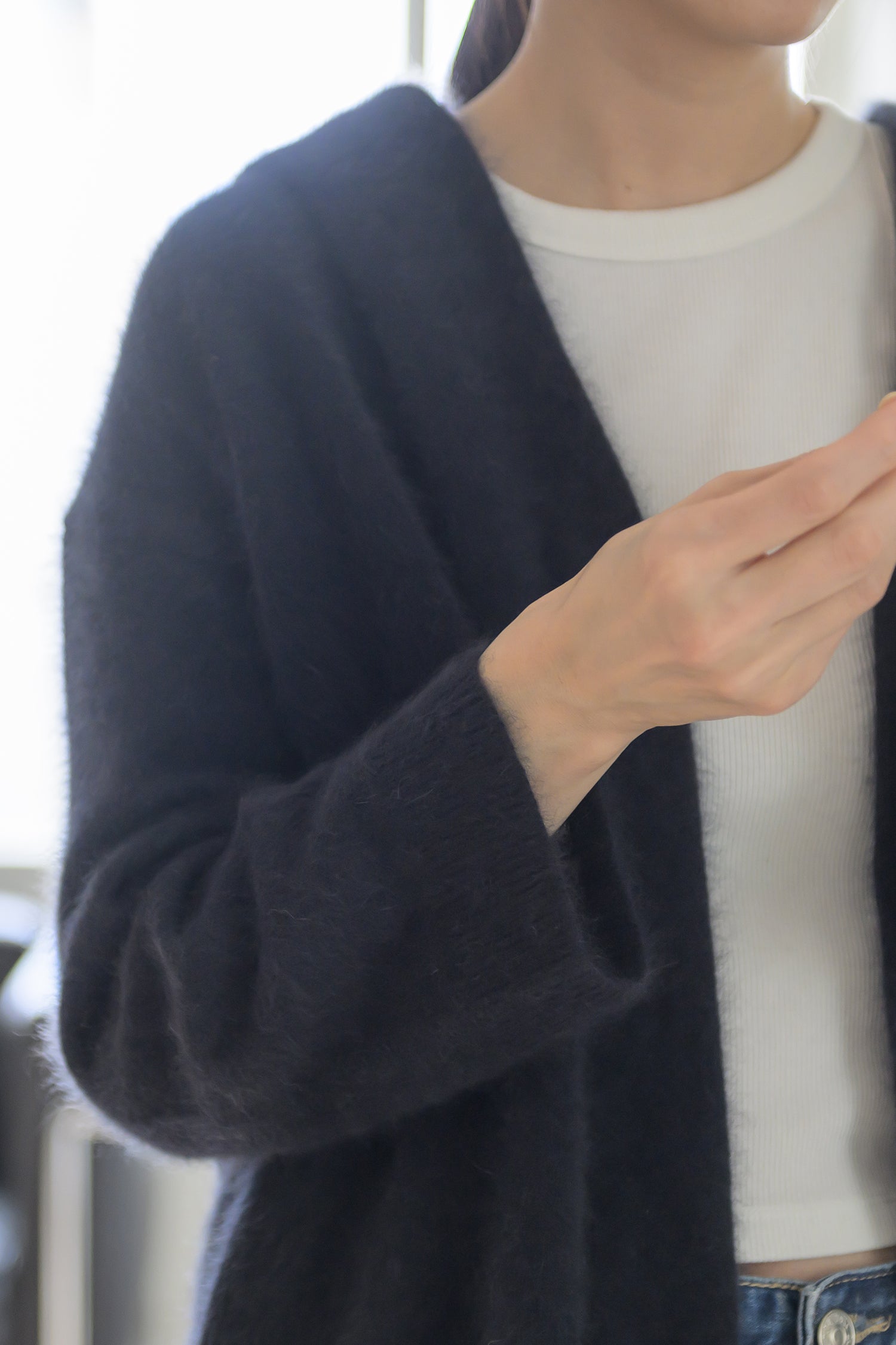 Re Stock Cardigan à capuche en renard et en raton laveur /CT23112