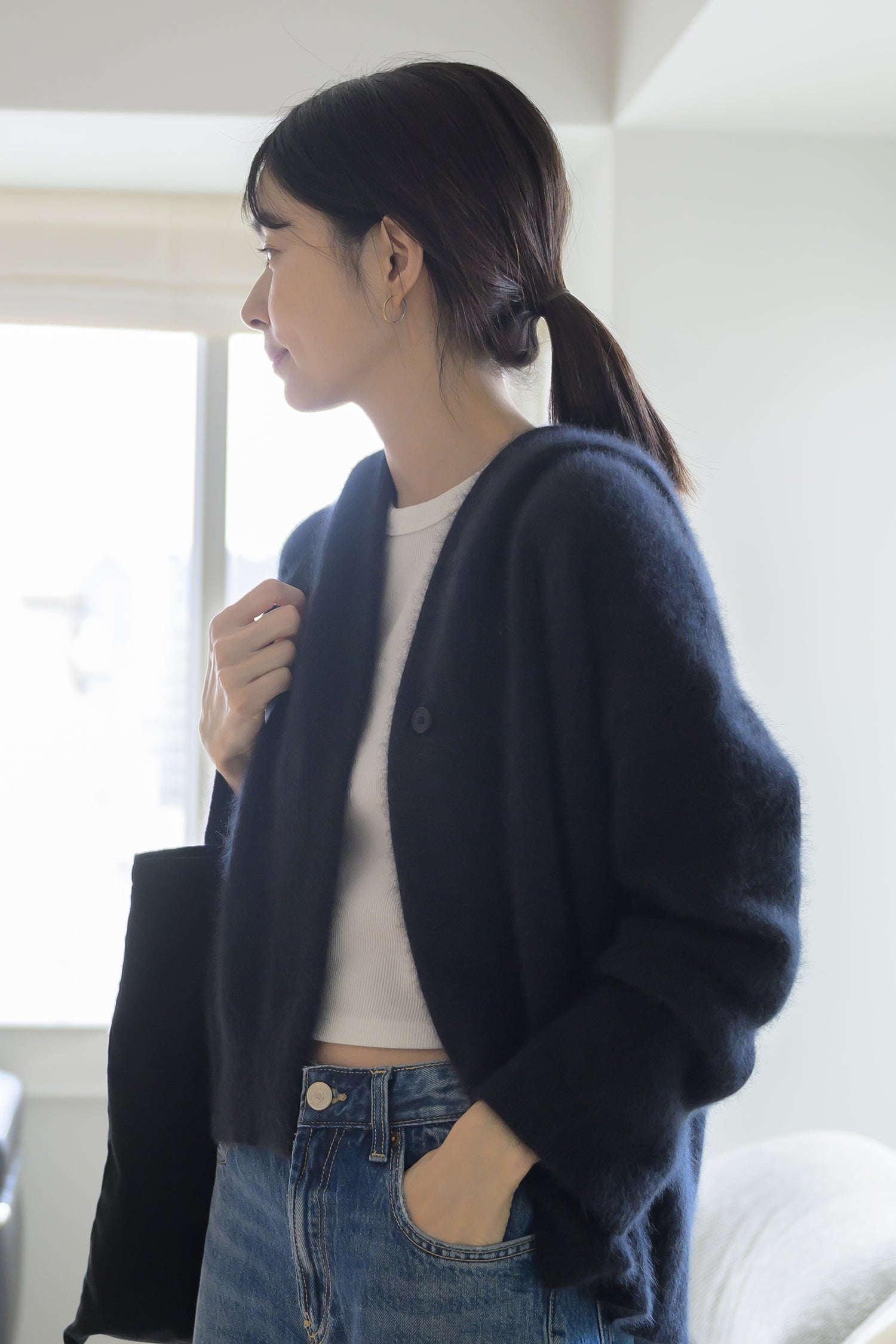 Re Stock Cardigan à capuche en renard et en raton laveur /CT23112