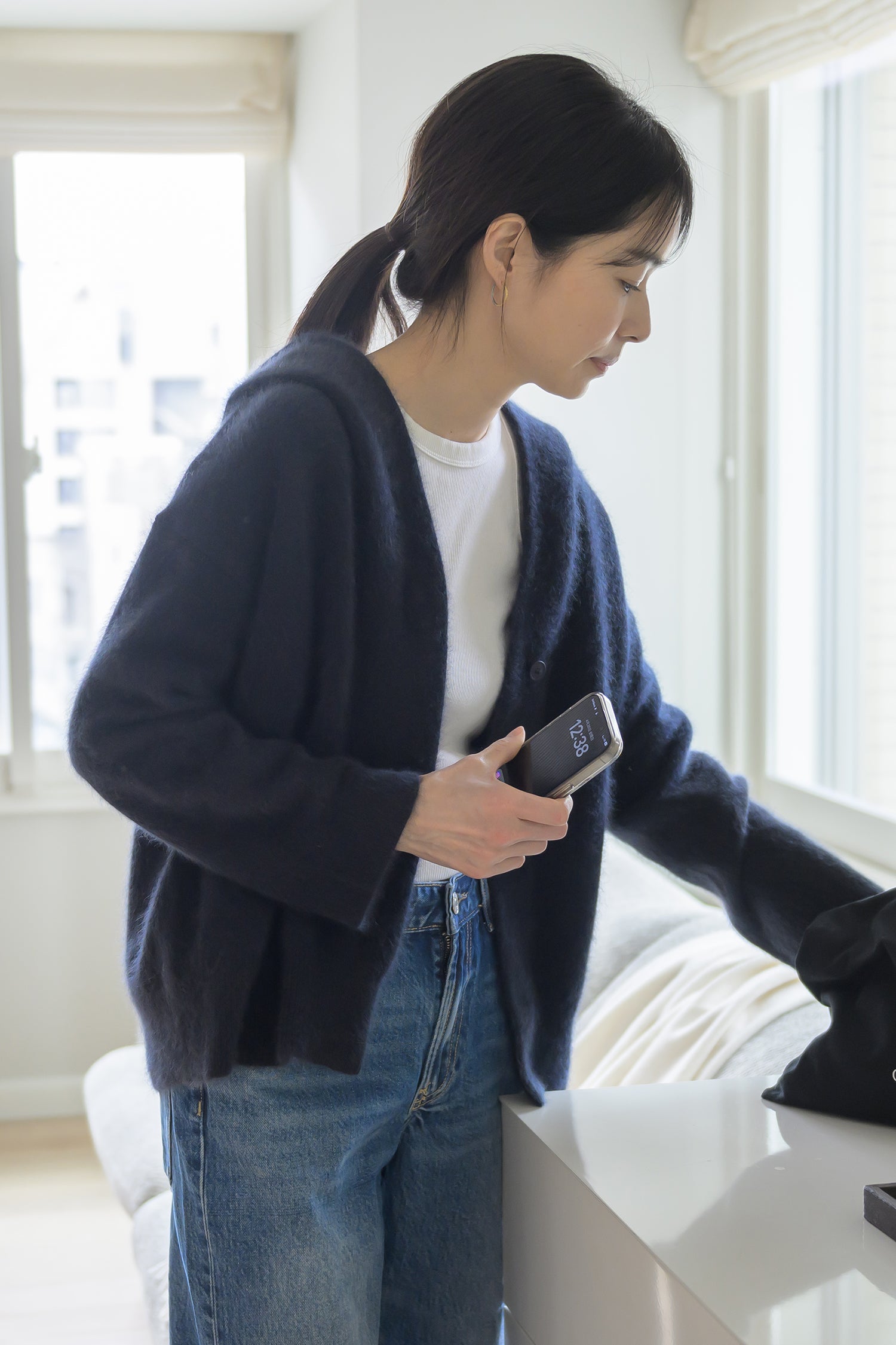 Re Stock Cardigan à capuche en renard et en raton laveur /CT23112