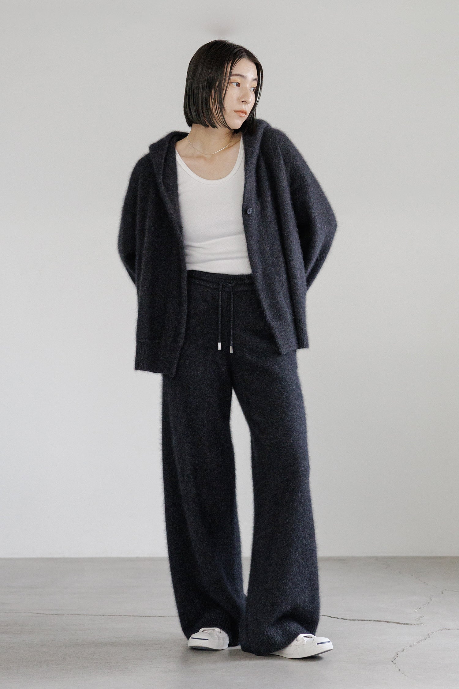 Re Stock Cardigan à capuche en renard et en raton laveur /CT23112
