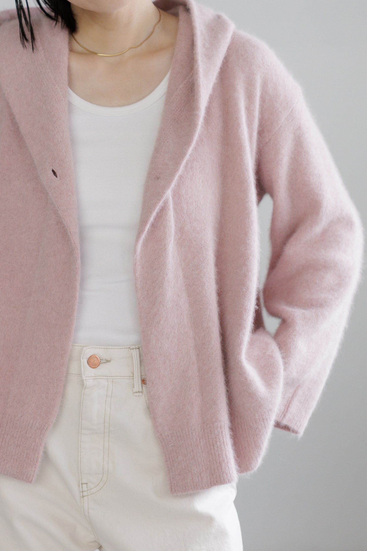 Re Stock Cardigan à capuche en renard et en raton laveur /CT23112