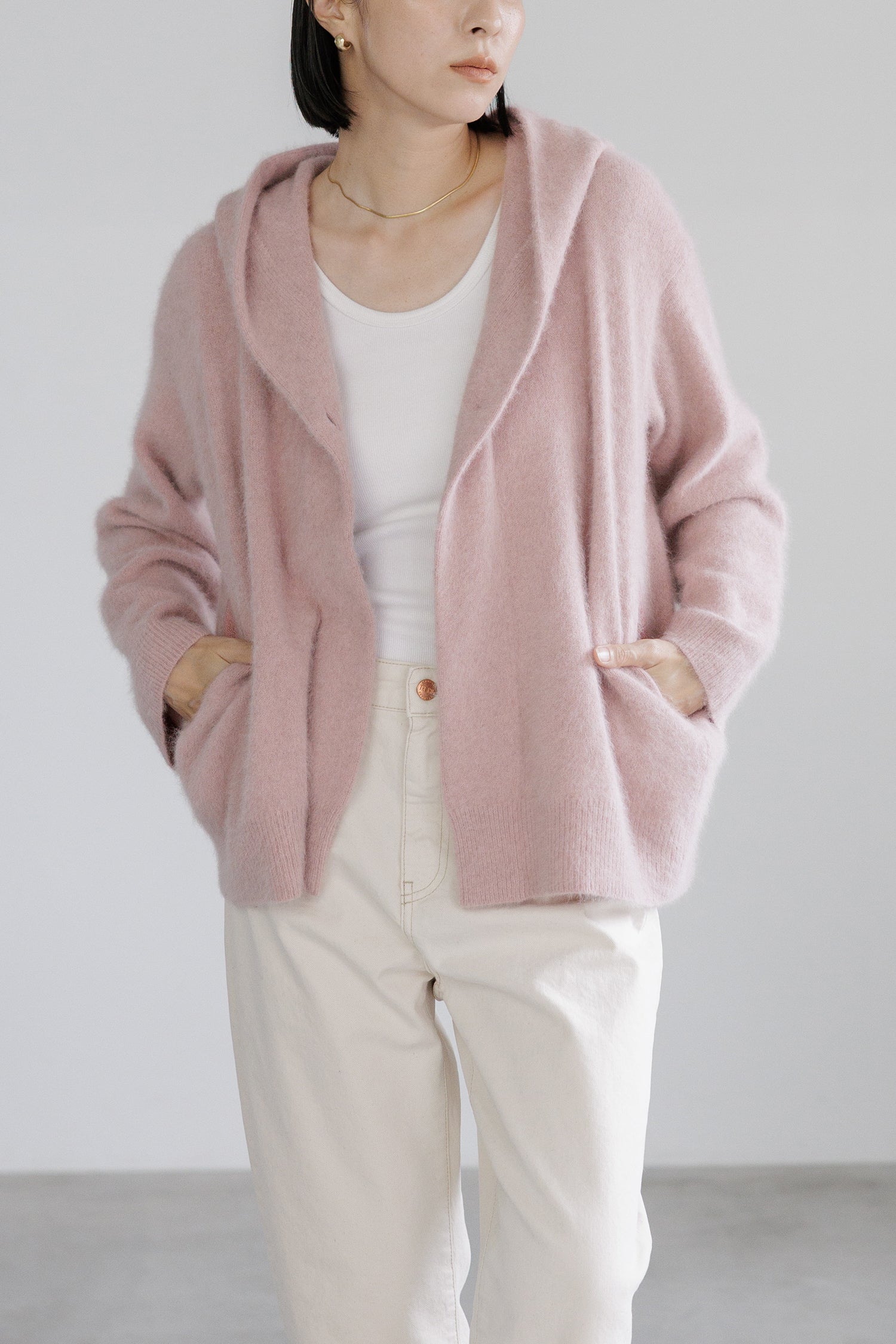 Re Stock Cardigan à capuche en renard et en raton laveur /CT23112