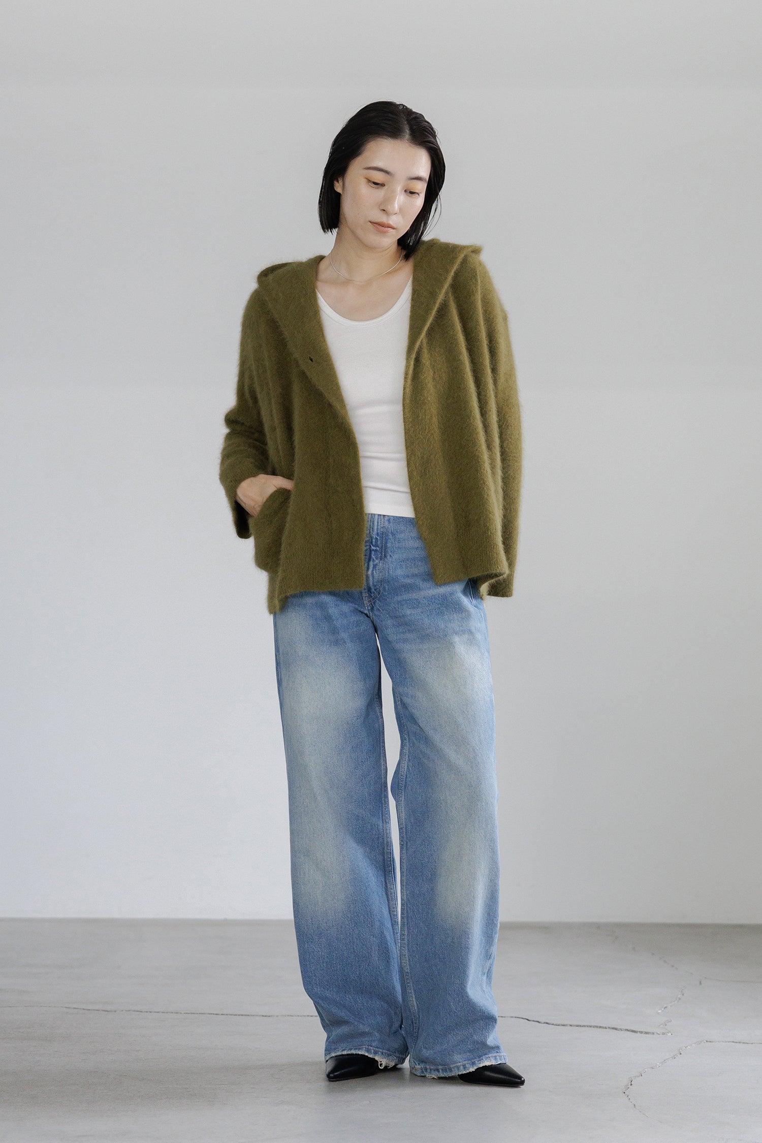 Re Stock Cardigan à capuche en renard et en raton laveur /CT23112