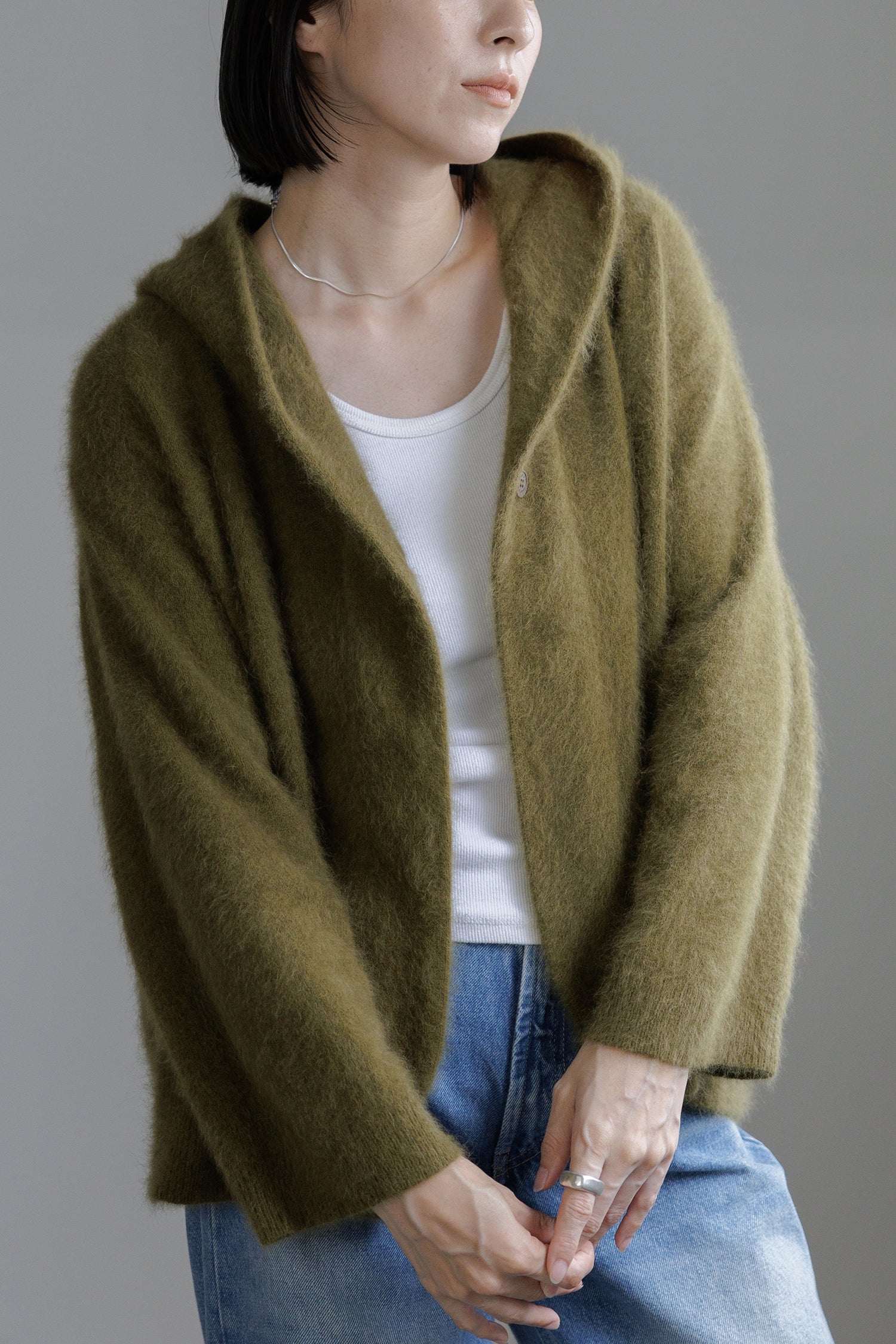 Re Stock Cardigan à capuche en renard et en raton laveur /CT23112